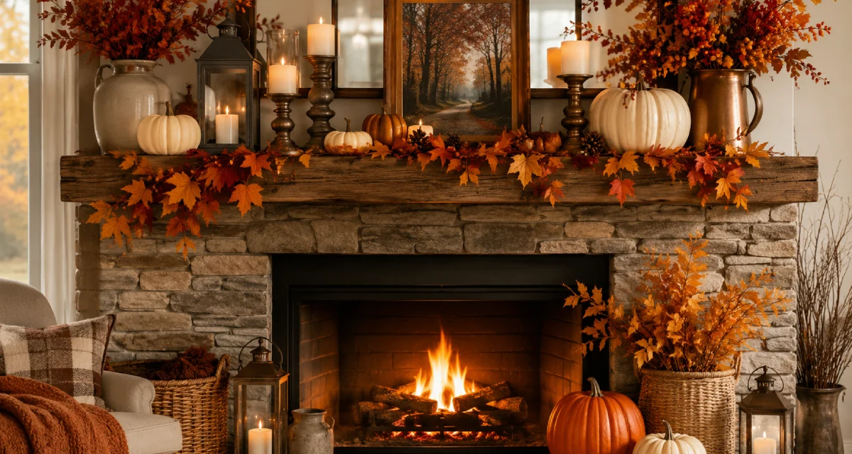 Fall Fireplace Mantel Decor Ideas