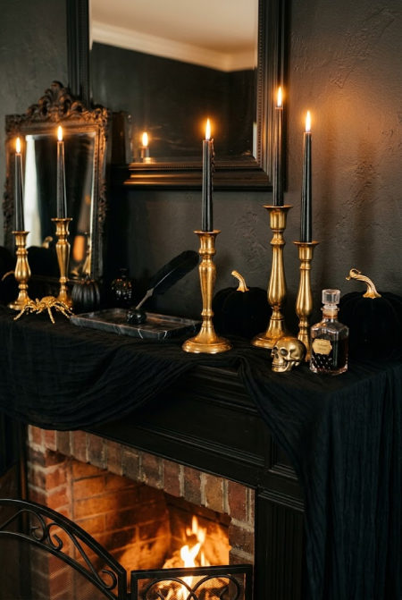 Modern Halloween Fireplace Mantel Decor Ideas
